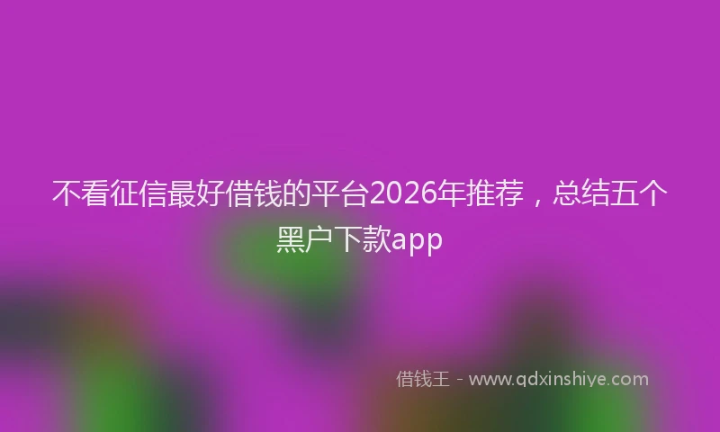 不看征信最好借钱的平台2026年推荐，总结五个黑户下款app