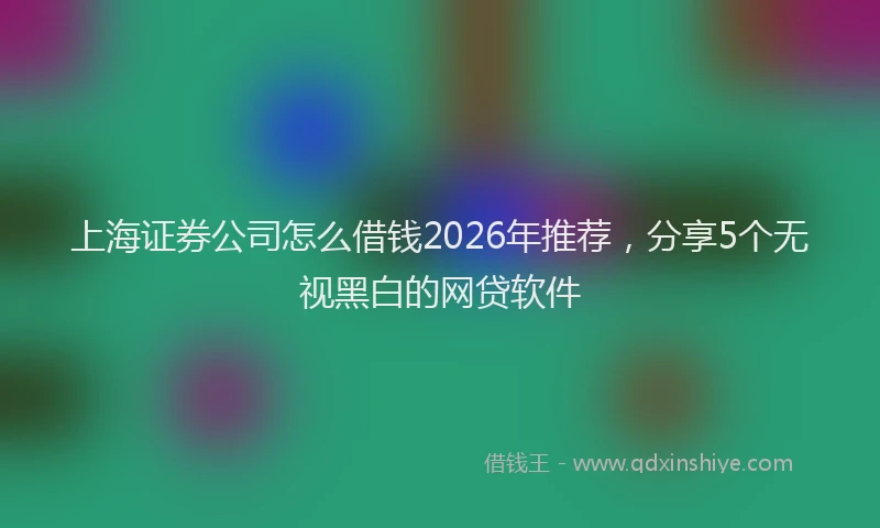 上海证券公司怎么借钱2026年推荐，分享5个无视黑白的网贷软件