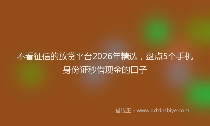 不看征信的放贷平台2026年精选，盘点5个手机身份证秒借现金的口子