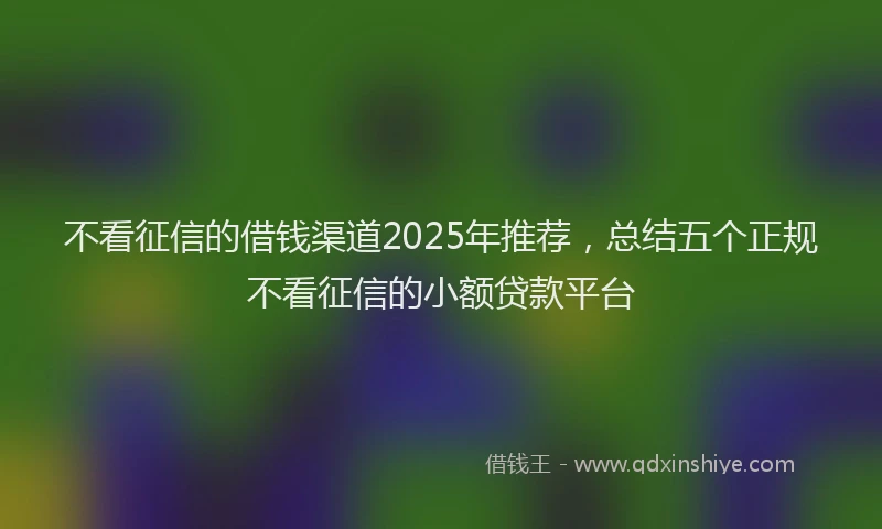 不看征信的借钱渠道2025年推荐,总结五个正规不看征信的小额贷款平台