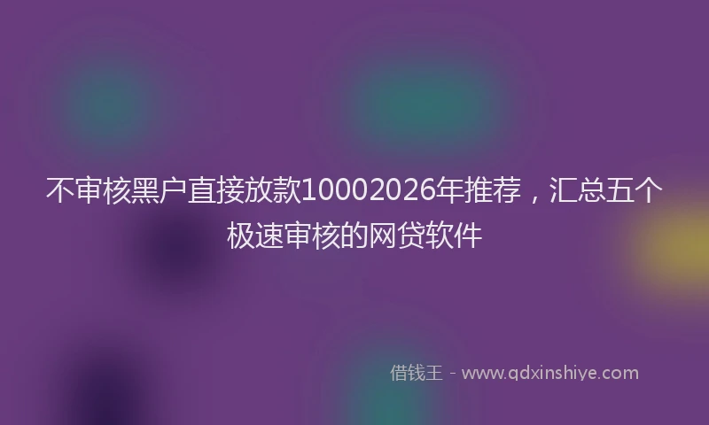 不审核黑户直接放款10002026年推荐，汇总五个极速审核的网贷软件