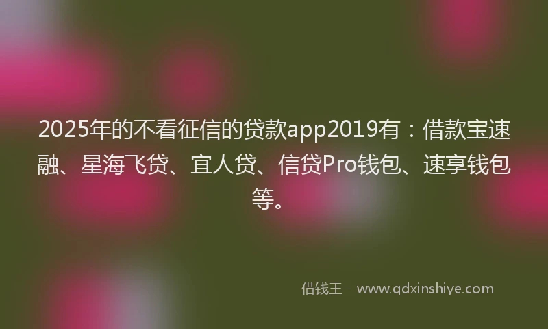 2025年的不看征信的贷款app2019有:借款宝速融、星海飞贷、宜人贷、信贷Pro钱包、速享钱包等。
