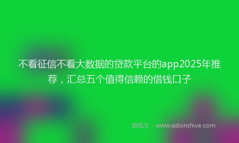 不看征信不看大数据的贷款平台的app2025年推荐，汇总五个值得信赖的借钱口子