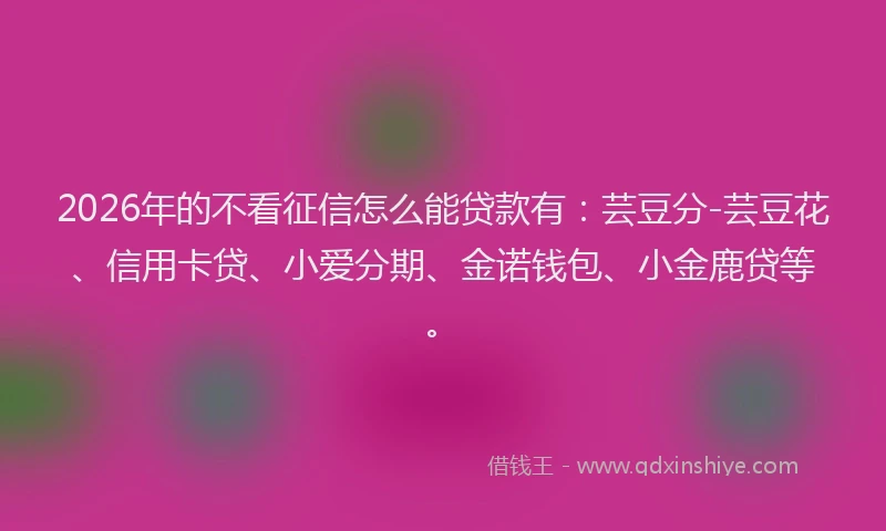 2026年的不看征信怎么能贷款有：芸豆分-芸豆花、信用卡贷、小爱分期、金诺钱包、小金鹿贷等。