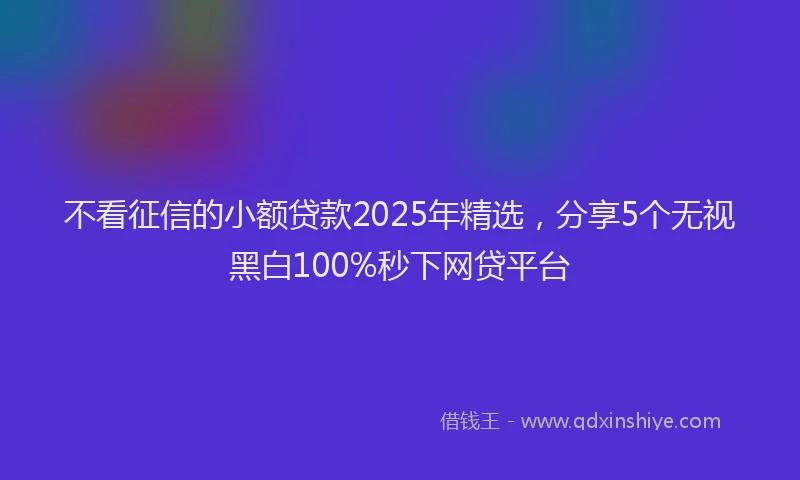不看征信的小额贷款2025年精选，分享5个无视黑白100%秒下网贷平台