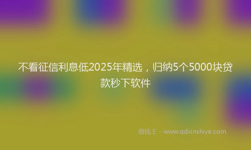 不看征信利息低2025年精选，归纳5个5000块贷款秒下软件