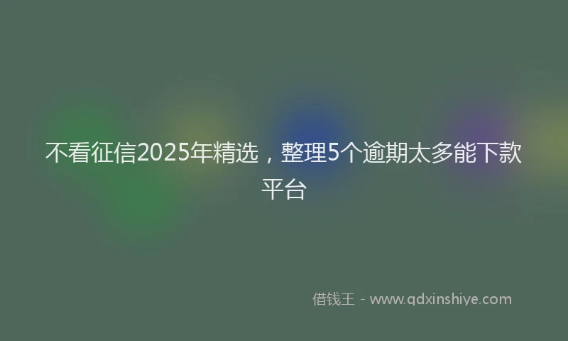 不看征信2025年精选，整理5个逾期太多能下款平台