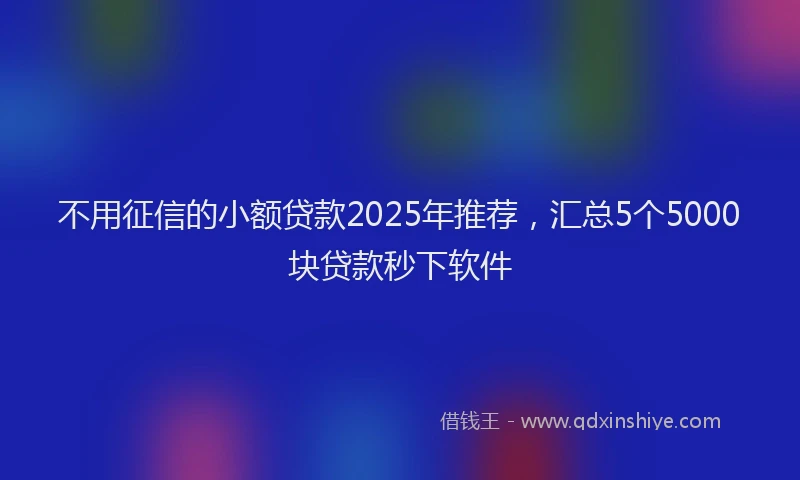 不用征信的小额贷款2025年推荐，汇总5个5000块贷款秒下软件