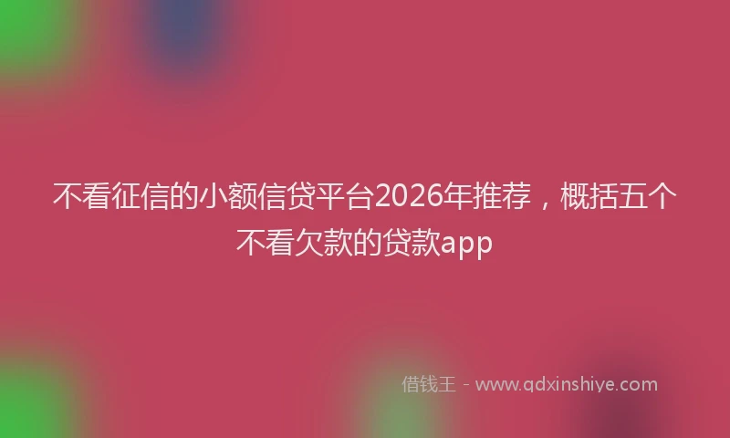 不看征信的小额信贷平台2026年推荐，概括五个不看欠款的贷款app