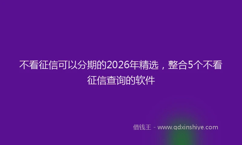 不看征信可以分期的2026年精选，整合5个不看征信查询的软件