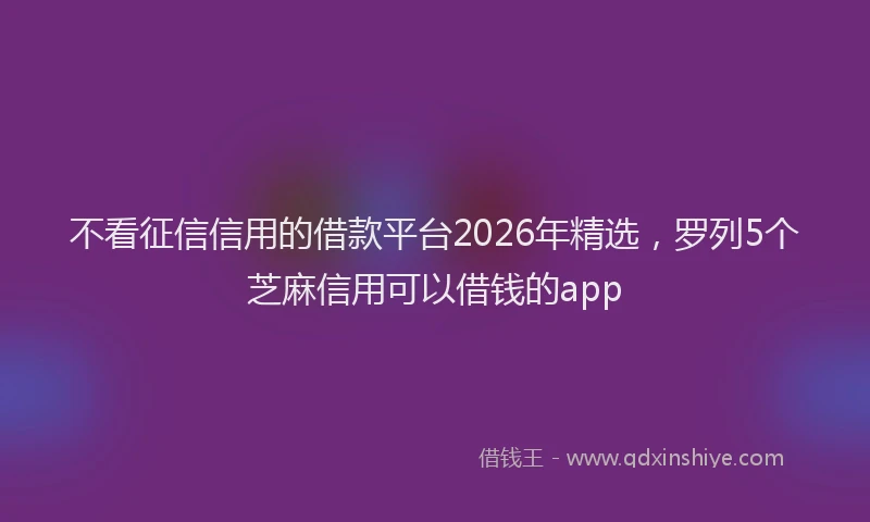 不看征信信用的借款平台2026年精选，罗列5个芝麻信用可以借钱的app