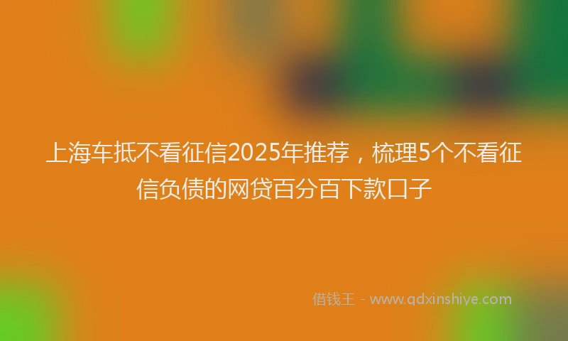 上海车抵不看征信2025年推荐,梳理5个不看征信负债的网贷百分百下款口子