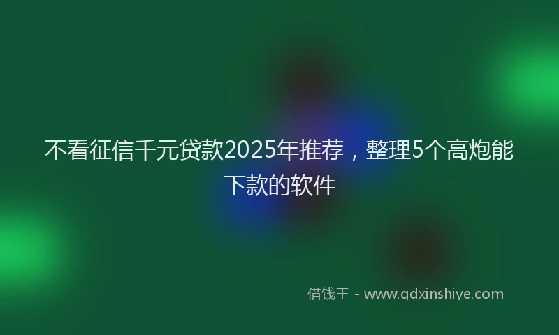不看征信千元贷款2025年推荐，整理5个高炮能下款的软件