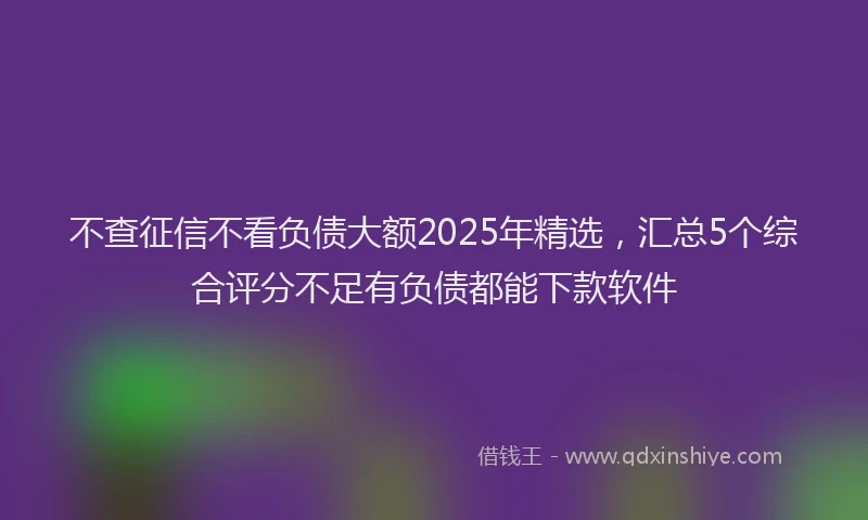 不查征信不看负债大额2025年精选，汇总5个综合评分不足有负债都能下款软件