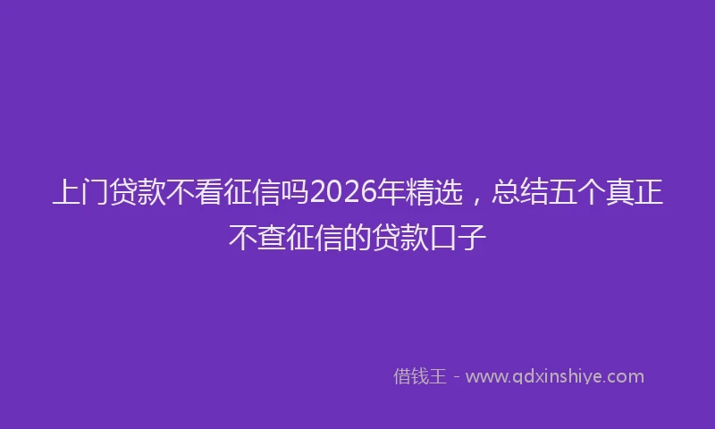上门贷款不看征信吗2026年精选，总结五个真正不查征信的贷款口子