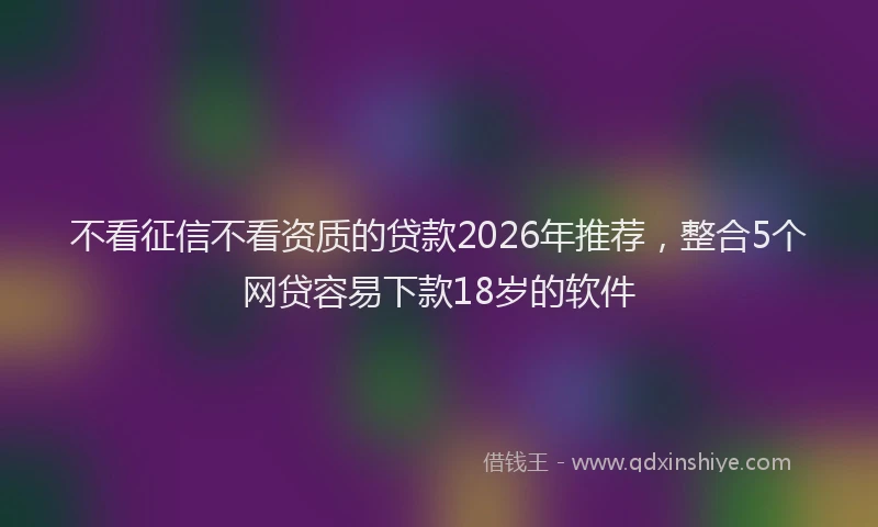 不看征信不看资质的贷款2026年推荐,整合5个网贷容易下款18岁的软件