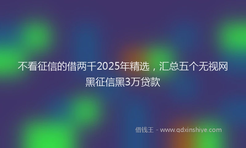 不看征信的借两千2025年精选，汇总五个无视网黑征信黑3万贷款