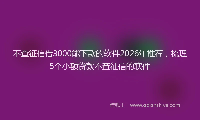 不查征信借3000能下款的软件2026年推荐，梳理5个小额贷款不查征信的软件
