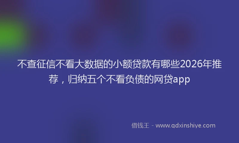 不查征信不看大数据的小额贷款有哪些2026年推荐，归纳五个不看负债的网贷app