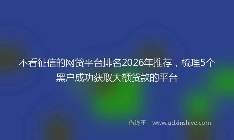不看征信的网贷平台排名2026年推荐,梳理5个黑户成功获取大额贷款的平台