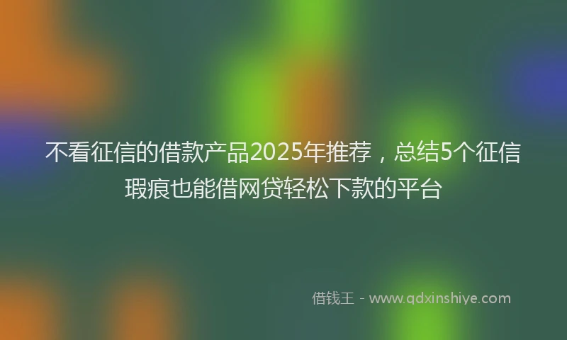 不看征信的借款产品2025年推荐，总结5个征信瑕疵也能借网贷轻松下款的平台