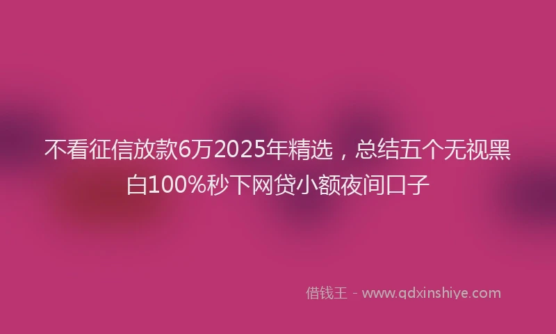 不看征信放款6万2025年精选，总结五个无视黑白100%秒下网贷小额夜间口子