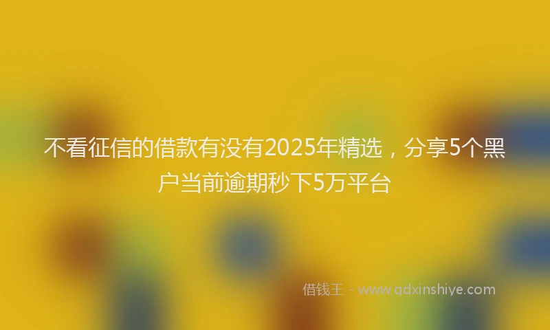 不看征信的借款有没有2025年精选，分享5个黑户当前逾期秒下5万平台