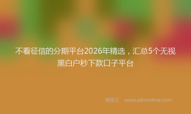 不看征信的分期平台2026年精选，汇总5个无视黑白户秒下款口子平台