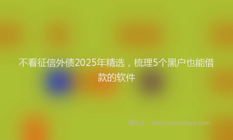 不看征信外债2025年精选，梳理5个黑户也能借款的软件