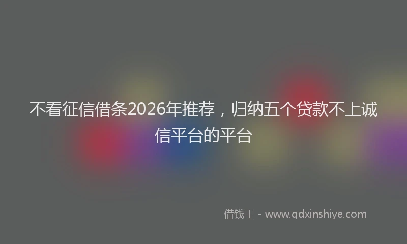 不看征信借条2026年推荐，归纳五个贷款不上诚信平台的平台