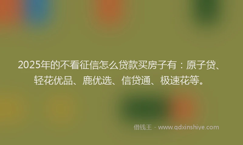 2025年的不看征信怎么贷款买房子有：原子贷、轻花优品、鹿优选、信贷通、极速花等。