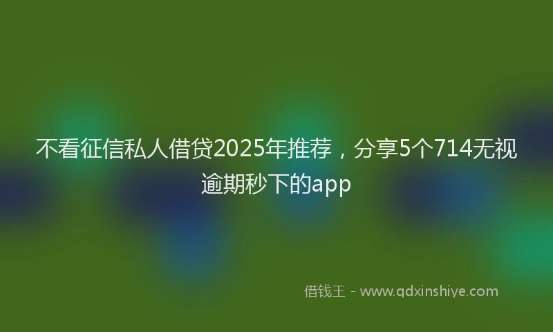 不看征信私人借贷2025年推荐，分享5个714无视逾期秒下的app