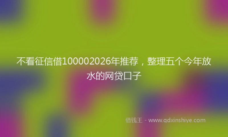 不看征信借100002026年推荐，整理五个今年放水的网贷口子