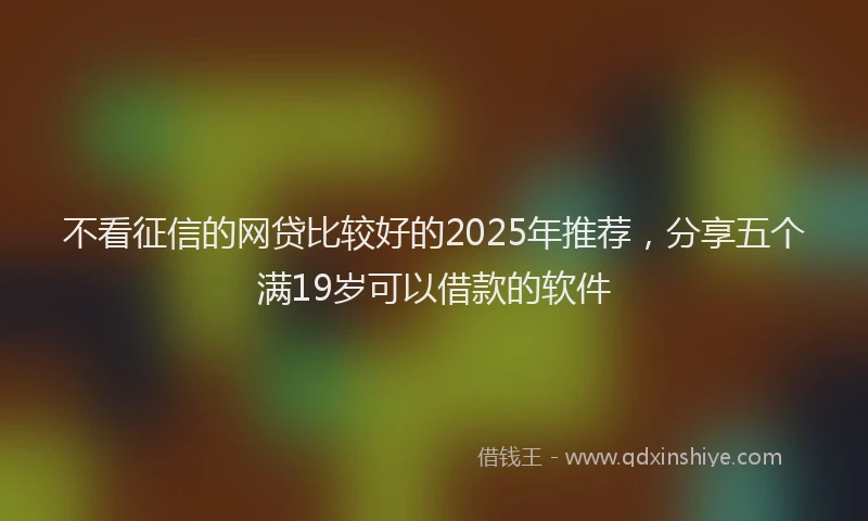 不看征信的网贷比较好的2025年推荐，分享五个满19岁可以借款的软件
