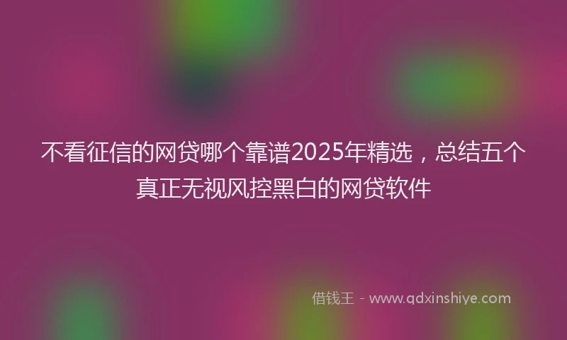 不看征信的网贷哪个靠谱2025年精选，总结五个真正无视风控黑白的网贷软件