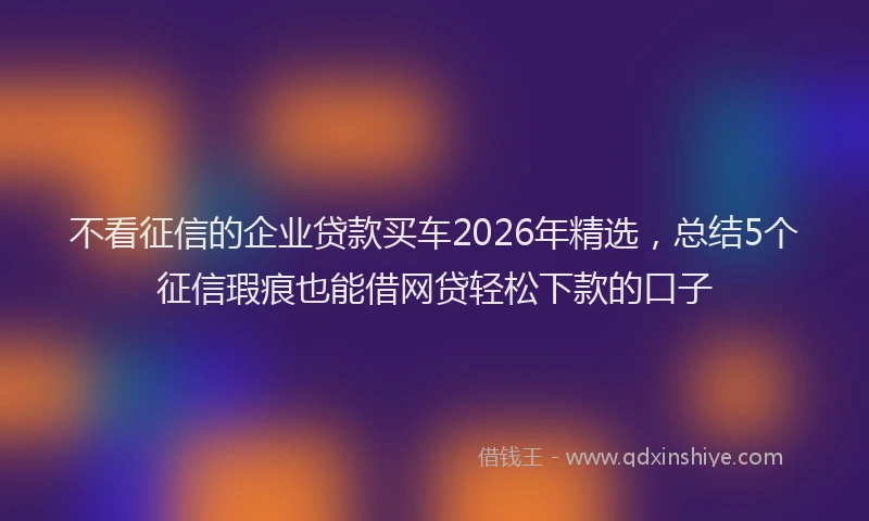 不看征信的企业贷款买车2026年精选，总结5个征信瑕疵也能借网贷轻松下款的口子