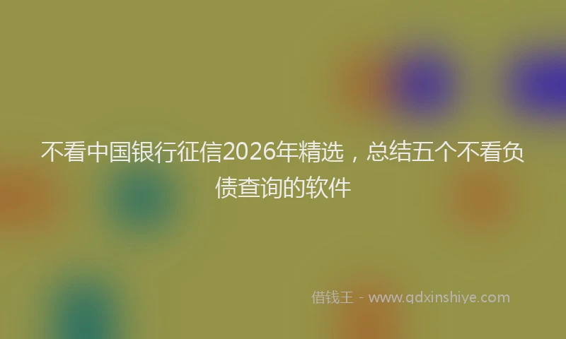 不看中国银行征信2026年精选，总结五个不看负债查询的软件