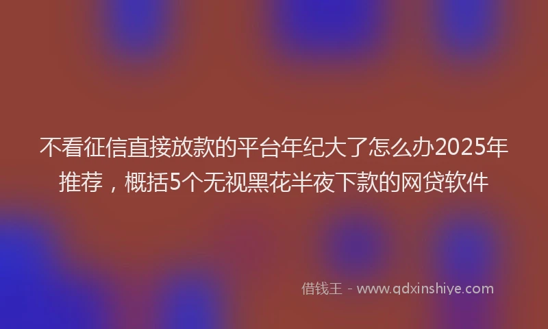 不看征信直接放款的平台年纪大了怎么办2025年推荐，概括5个无视黑花半夜下款的网贷软件