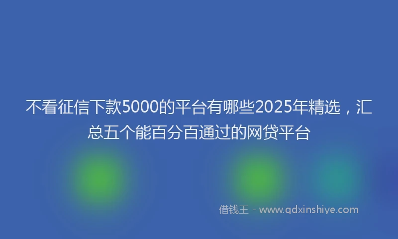不看征信下款5000的平台有哪些2025年精选，汇总五个能百分百通过的网贷平台