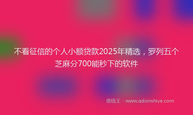 不看征信的个人小额贷款2025年精选，罗列五个芝麻分700能秒下的软件