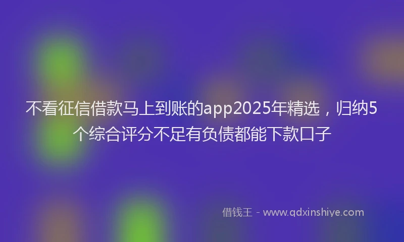不看征信借款马上到账的app2025年精选，归纳5个综合评分不足有负债都能下款口子
