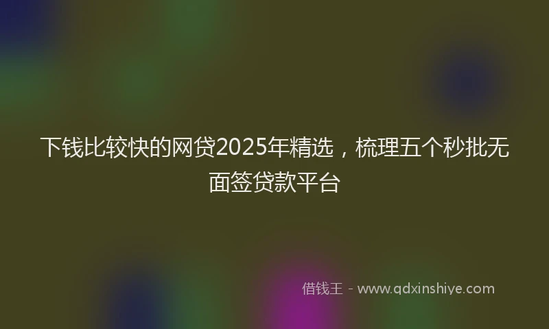 下钱比较快的网贷2025年精选，梳理五个秒批无面签贷款平台