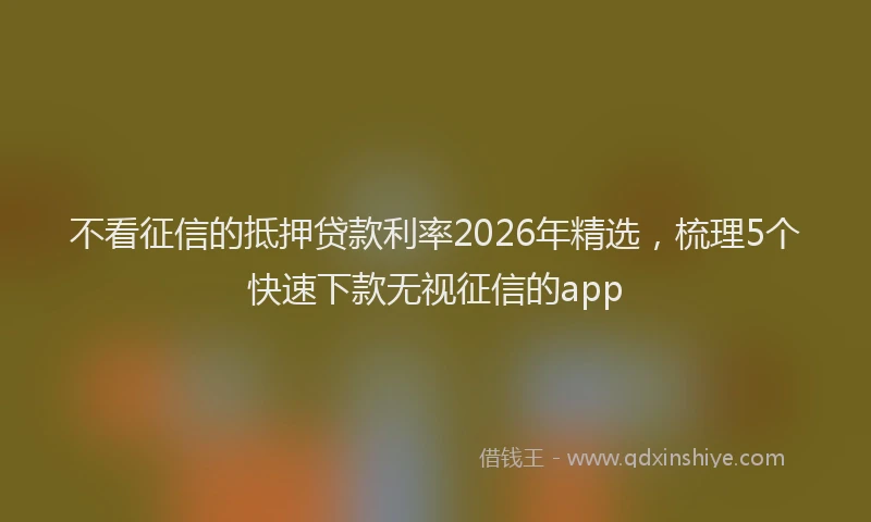不看征信的抵押贷款利率2026年精选，梳理5个快速下款无视征信的app
