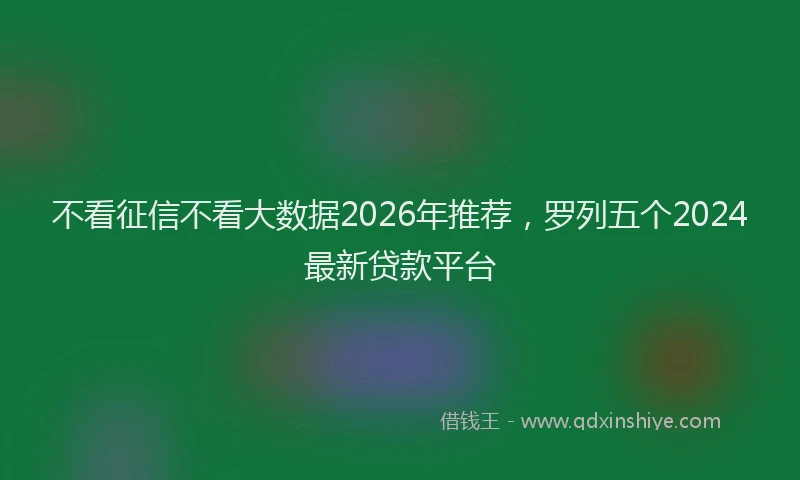 不看征信不看大数据2026年推荐，罗列五个2024最新贷款平台
