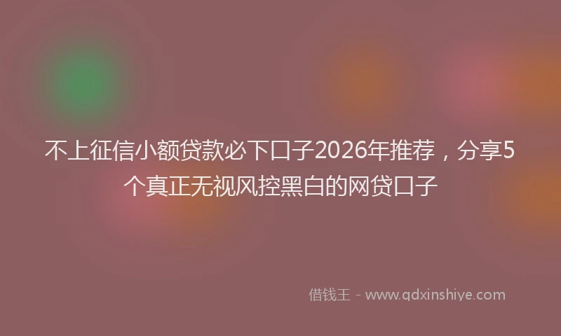 不上征信小额贷款必下口子2026年推荐，分享5个真正无视风控黑白的网贷口子