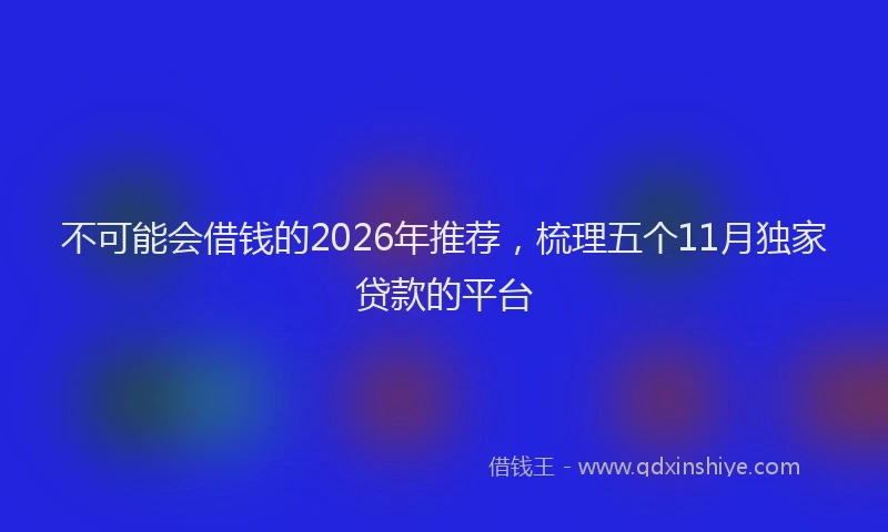 不可能会借钱的2026年推荐，梳理五个11月独家贷款的平台