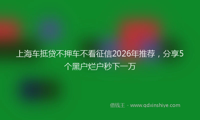 上海车抵贷不押车不看征信2026年推荐，分享5个黑户烂户秒下一万