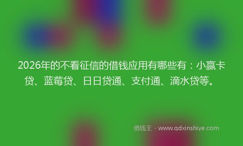 2026年的不看征信的借钱应用有哪些有：小赢卡贷、蓝莓贷、日日贷通、支付通、滴水贷等。