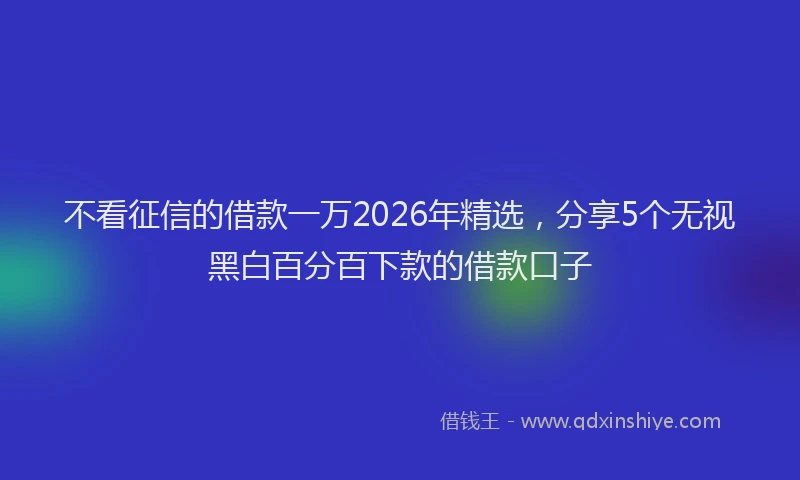 不看征信的借款一万2026年精选，分享5个无视黑白百分百下款的借款口子