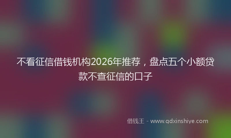 不看征信借钱机构2026年推荐，盘点五个小额贷款不查征信的口子